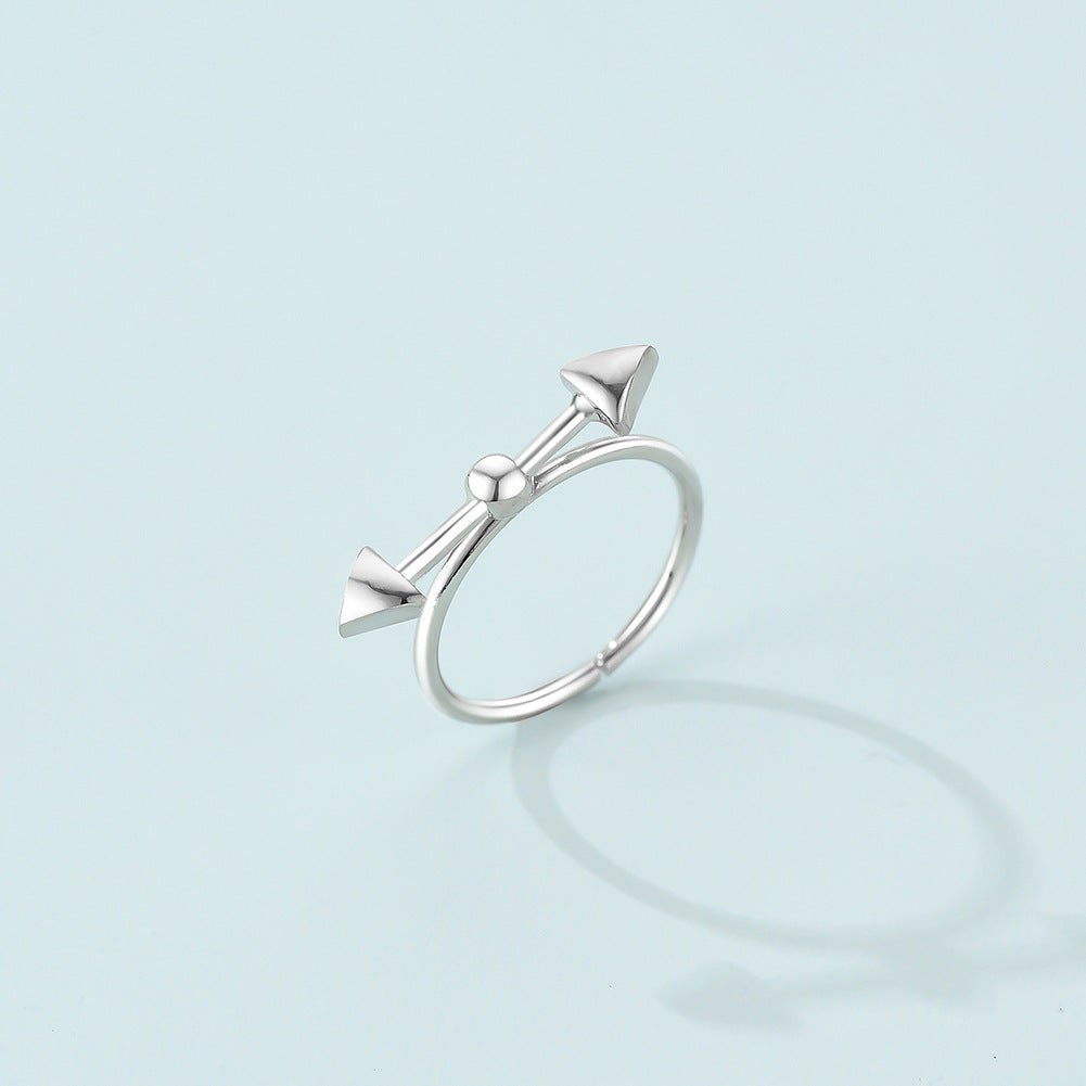 Unisex Arrow Ring Adjustable Opening Geometric Design Alloy Ring White K Finish Fashionable Ring Perfect Gift Idea
