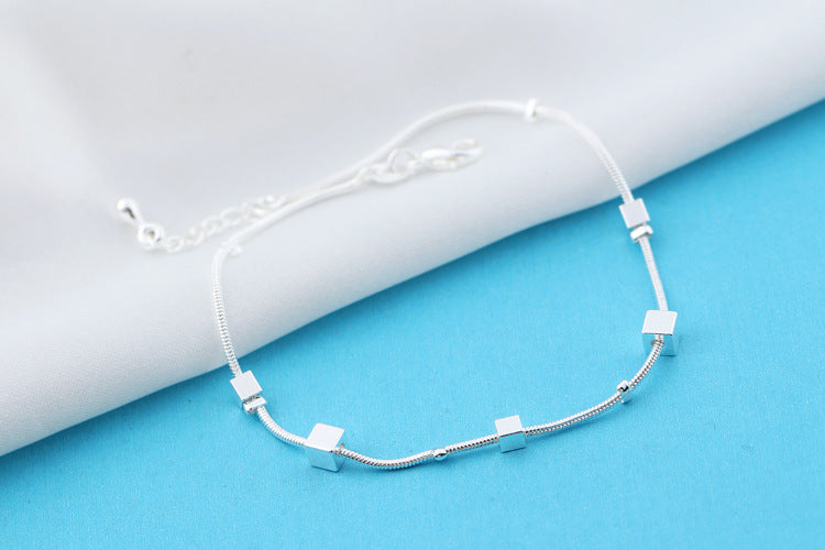 Geometric Copper Silver Plated Bracelet Women Small Square Design Jewelry Individually Packaged Everyday Style