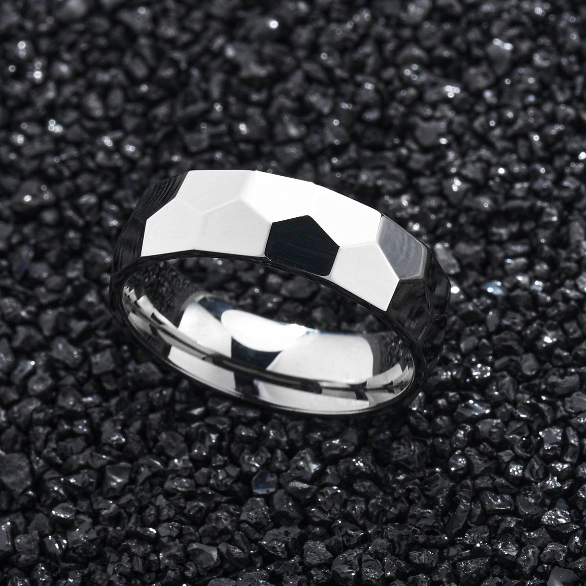 Unisex Titanium Ring Irregular Polished Wave Design Fashion Jewelry Ring For Men And Women Band Gift And Pearl