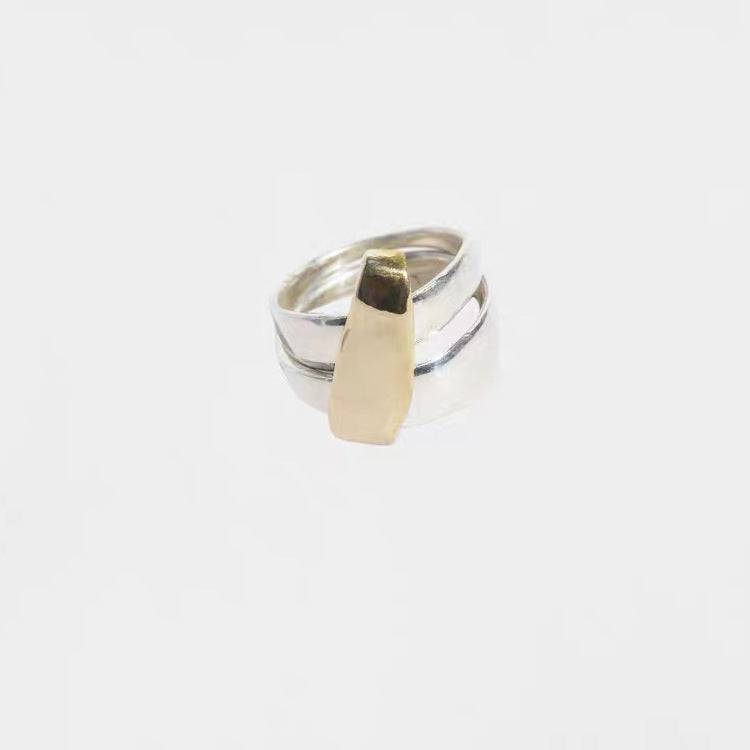 Womens Irregular Geometric Ring In Gold And Silver Tone Electroplated Metal Jewelry For Fashion Statement Accessory