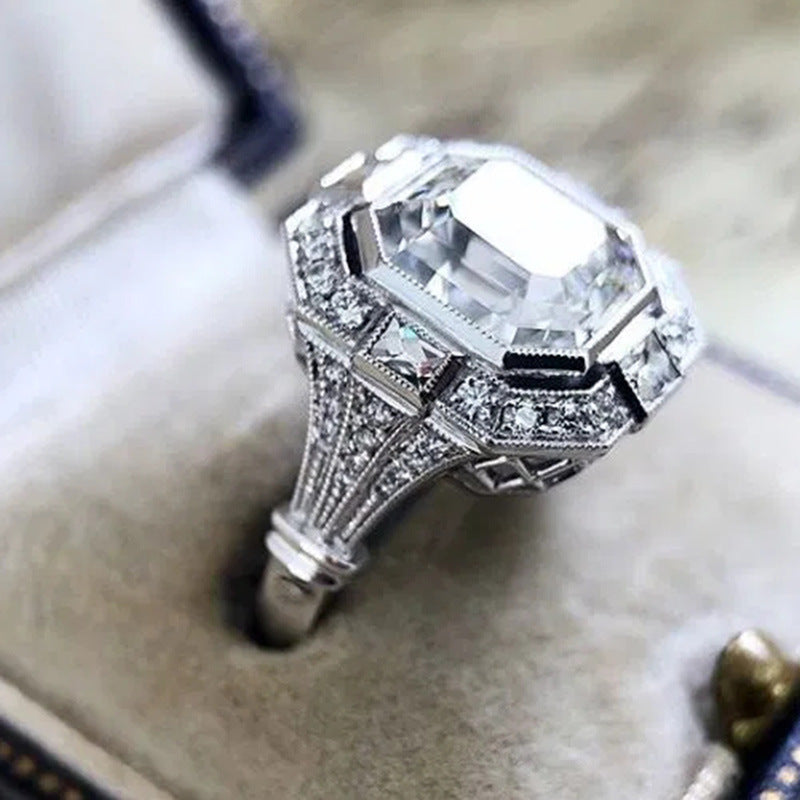 Zircon Ring For Women Fashion Jewelry Copper Silver Inlaid Stone Engagement And Wedding Banquet Timeless Shine