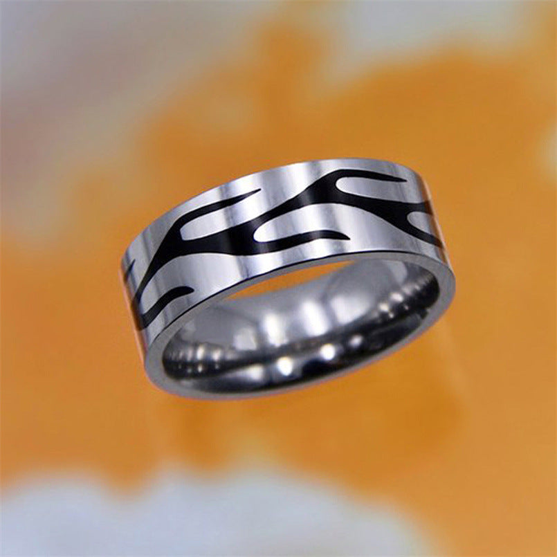 Vintage Punk Style Titanium Steel Ring Unisex Jewelry With Thorn Motifs Stars Moon Flames Crosses Dragon Butterflies