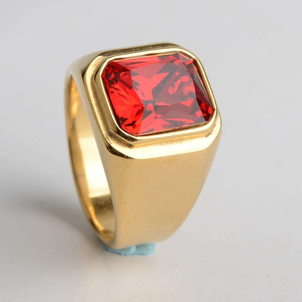 Women's Titanium Steel Ring Electroplated Black Gold Zircon Accent Durable Fashion Commuting Statement Jewelry