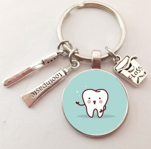 Creative Tooth Pendant Keychain Electroplate Alloy Keychain Personality Charm Keychain For Keys Color As Shown