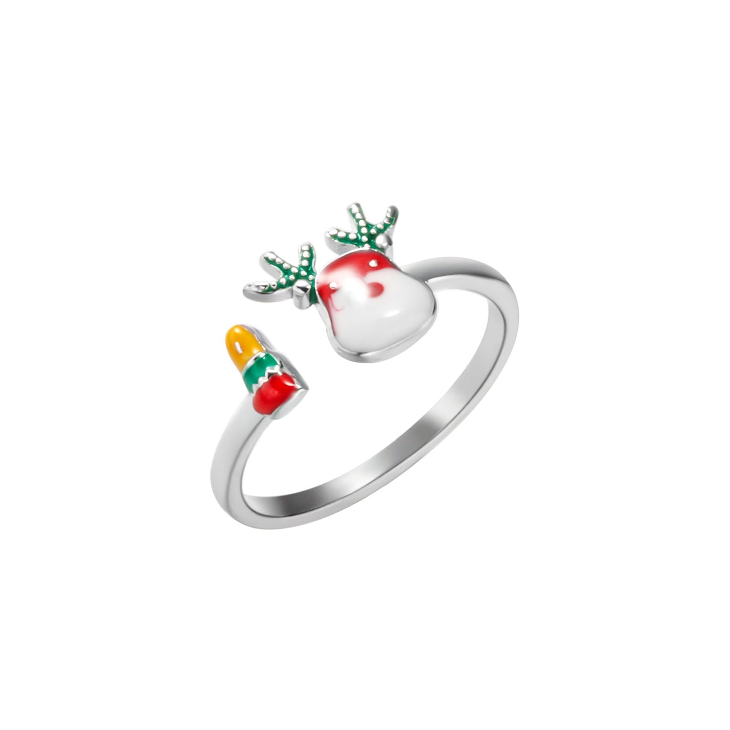 Adjustable Deer Horn Ring With Imitation Pearl Accents Copper Metal Open Ring For Women European Design Jewelry