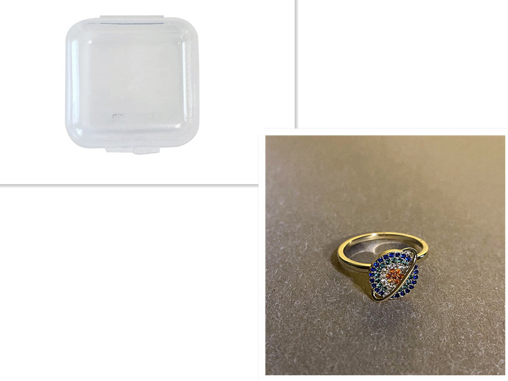 Gold Plated Alloy Satellite Ring With Artificial Gemstones Individually Packed Womens Fashion Accessory Jewelry