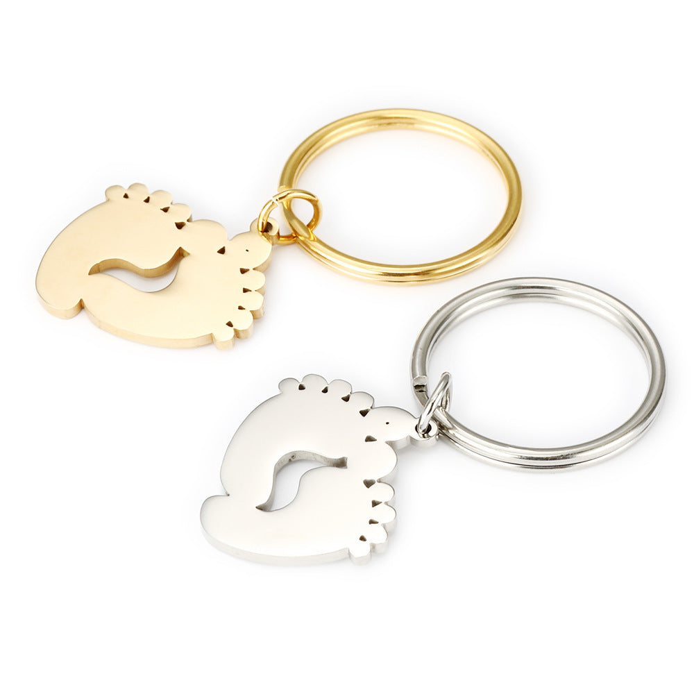 Stainless Steel Heart Keychain Pendant Unisex Two Tone