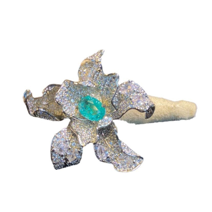 Womens Starfish Flower Zircon Ring Inlaid Copper High Quality Elegant Design Jewelry For Daily Wear Style Chic