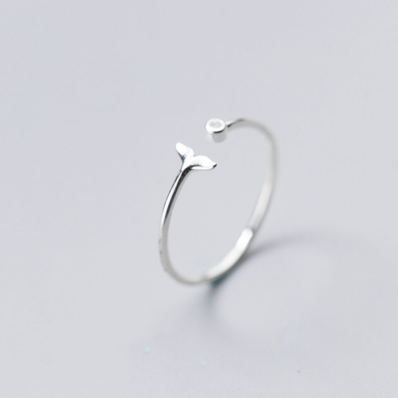 Round Diamond Fishtail Index Finger Ring Silver 925 Adjustable Size Women Jewelry Fashion Jewelry For All Days