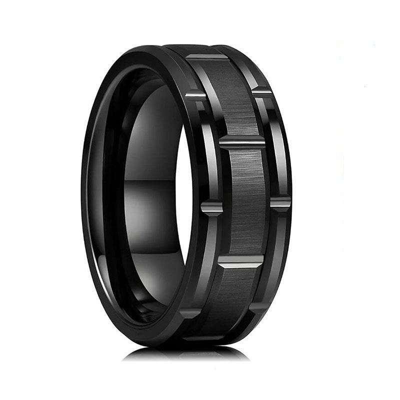 Unisex Stainless Steel Ring Three In One Groove Design Geometric Modern Band European American Fashion Jewelry
