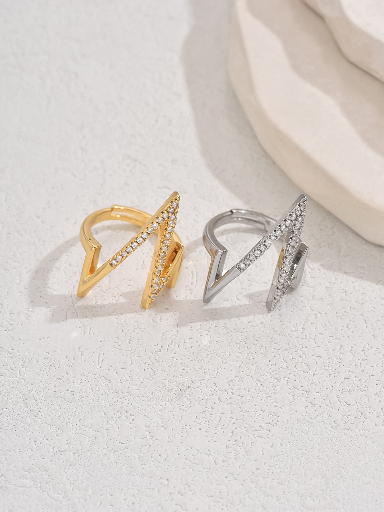 Womens Ring Water Drop Zircon Open Design Copper Plated Fashion Jewelry Elegant Statement Accessory Daily Wear