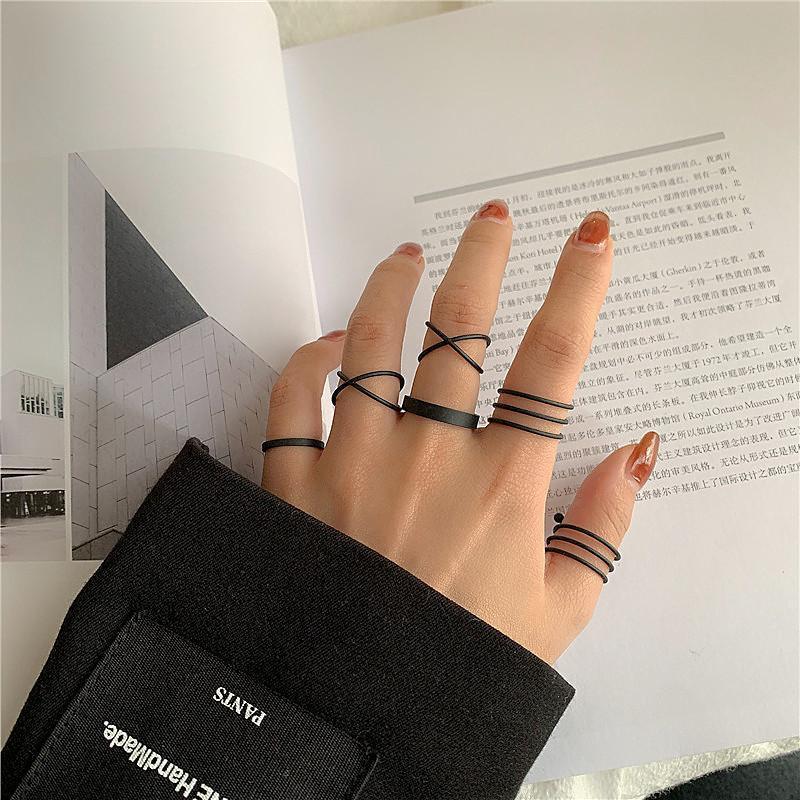 Geometrical Six Pieces Stackable Rings Sets Alloys Copper Fashion Jewellery For Every Day Simple Knuckle Rings