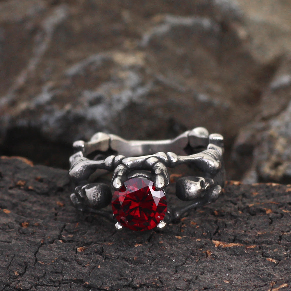 Mens Personalized Skull Skeleton Stainless Steel Ring Gothic Biker Punk Rock Fashion Jewelry Statement Style A