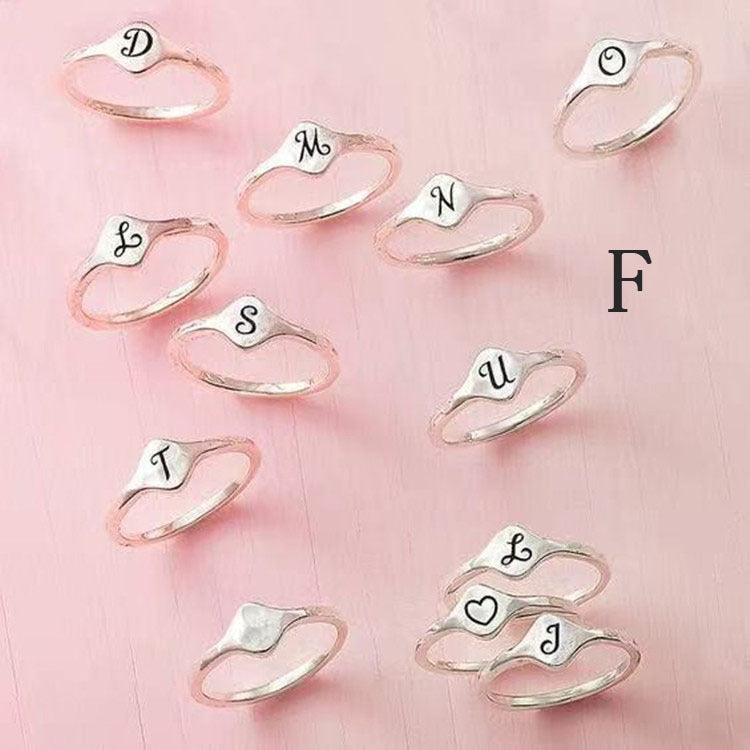 Unisex Adjustable Initial Letter Rings Copper Alphabet Ring Electroplated Individually Packed Fashion Jewellery