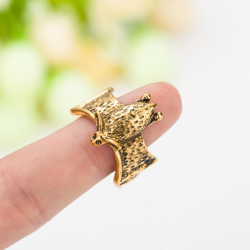 Unisex Bat Ring Electroplated Alloy Animal Jewelry Gift Ancient Gold For Celebration Everyday Style Accessory