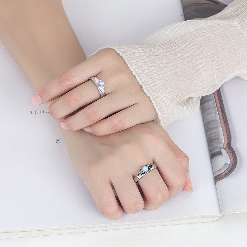 Couple Rings With Devil Wings Electroplated Matching Promise Rings His And Hers Unique Wing Design Copper Rings