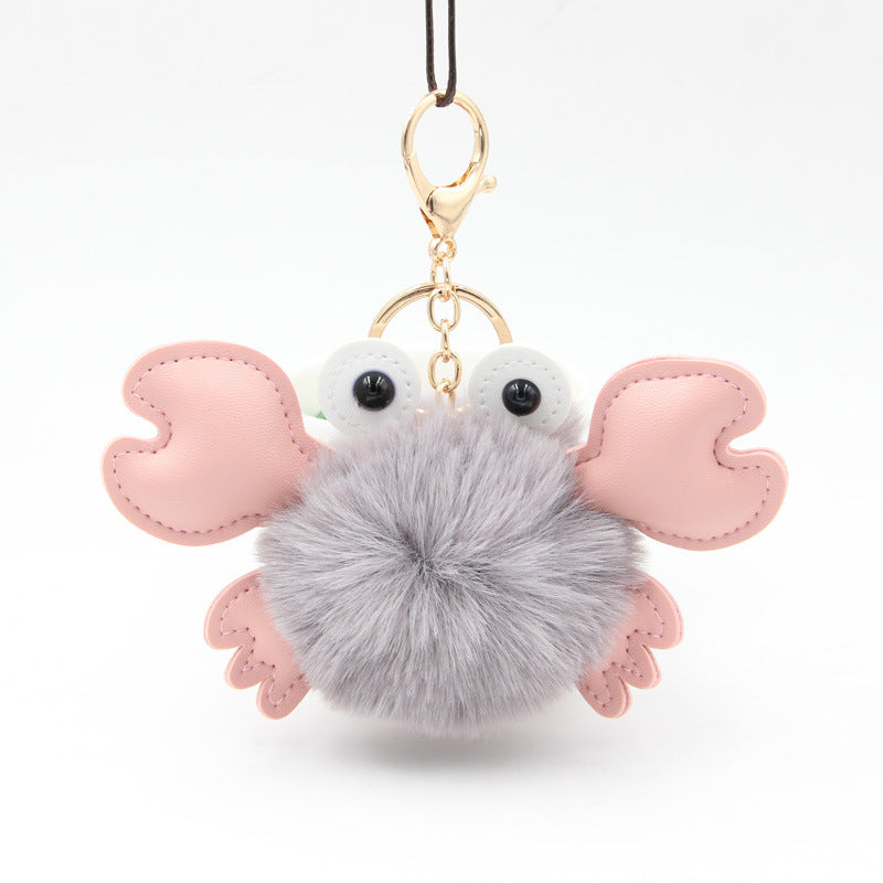 Crab Keychain Adorable Cartoon Crab Pendant Sewn Faux Leather Accessory Cute Crab Design Perfect Gift Great Gift