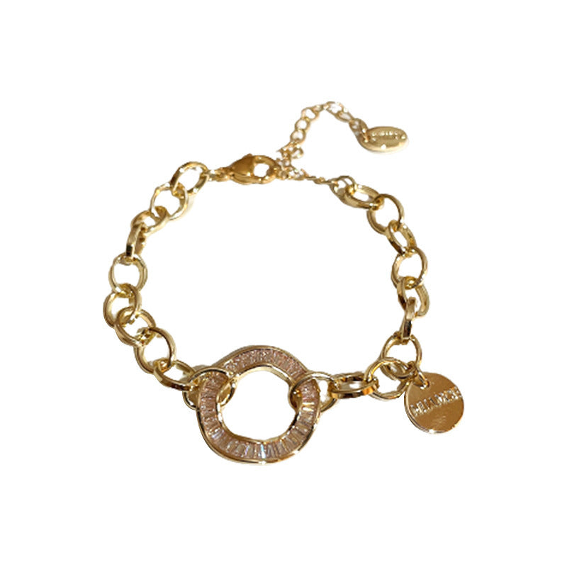 Womens Circle Bracelet Irregular Metal Wind Design Zircon