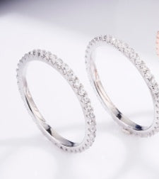 Womens 925 Sterling Silver Ring With Micro Inlaid Diamond White Gold Rose Gold Finishes Anniversary Engagement