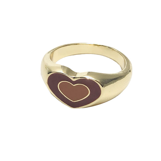 Womens Heart Shaped Ring Gold Plated Silver Tone Copper Electroplated Gift Jewelry For Anniversary Lovely Look