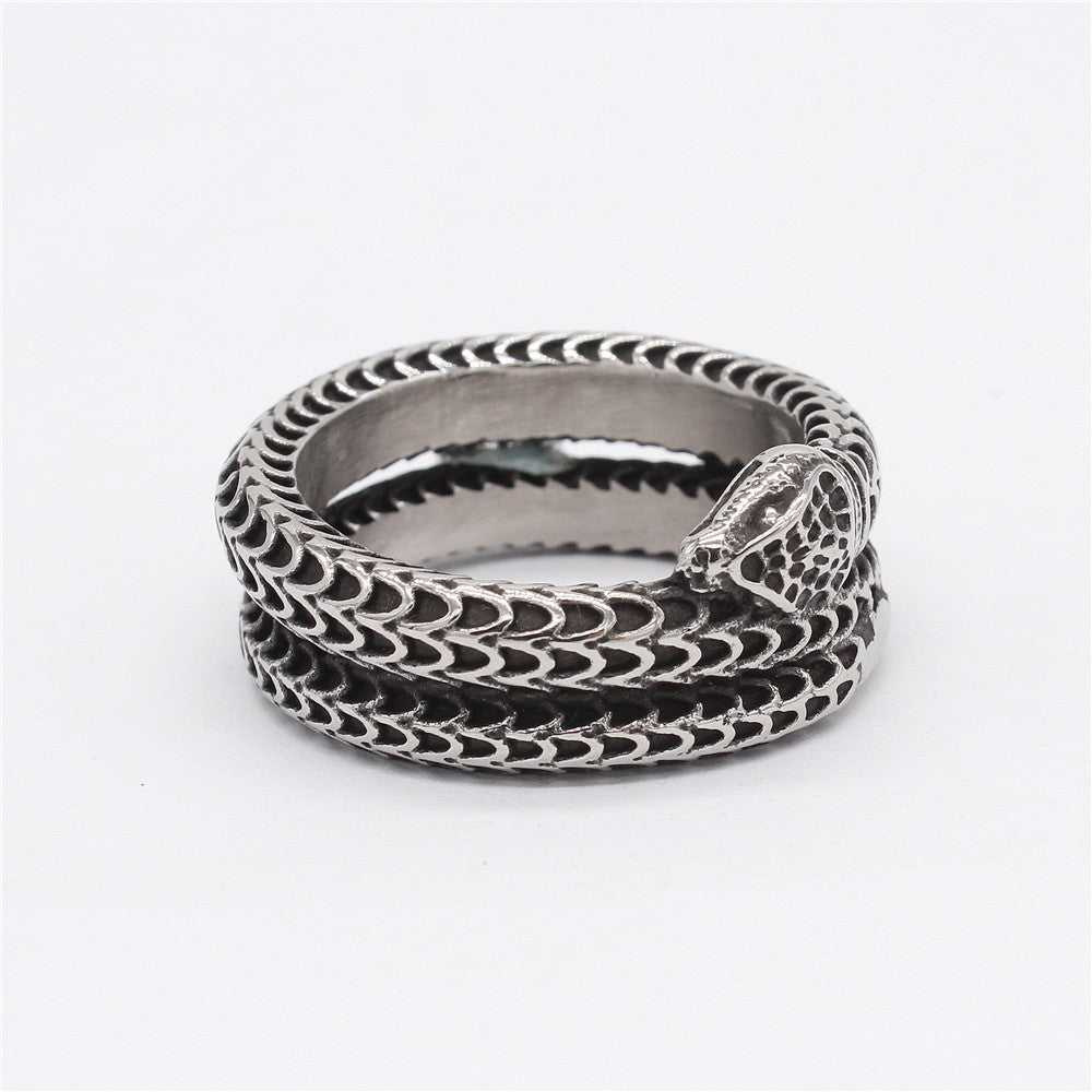 Gothic Snake Head Ring Unisex Titanium Steel Durable Jewelry Accessory Bold Design Statement Fashion For Men Women