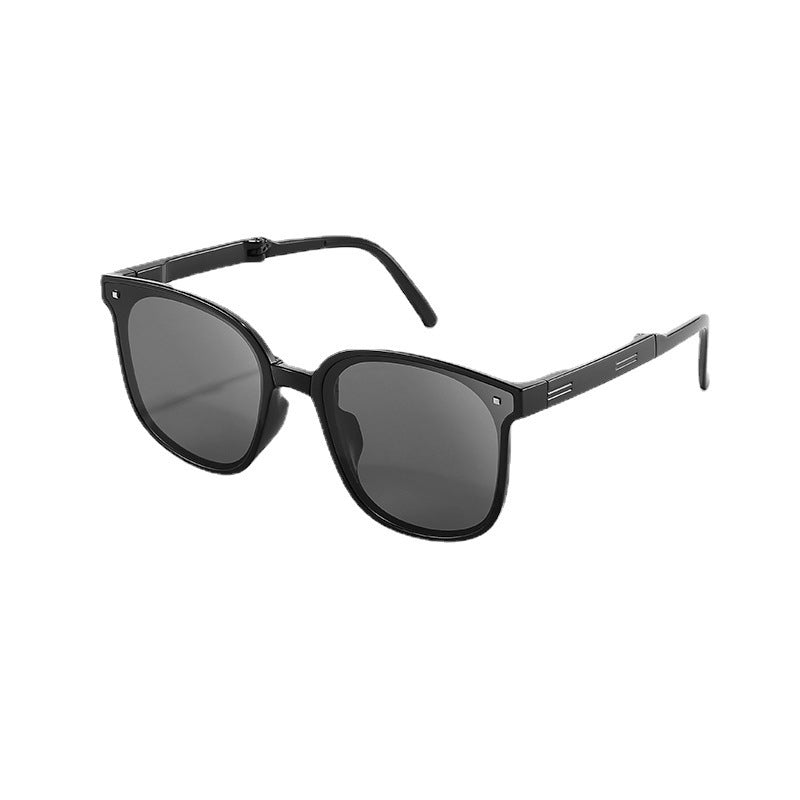 Folding Sunglasses Retro Sun Protection Glasses Resin Frame Box Eyewear With Spring Hinge To Fashion Commuting