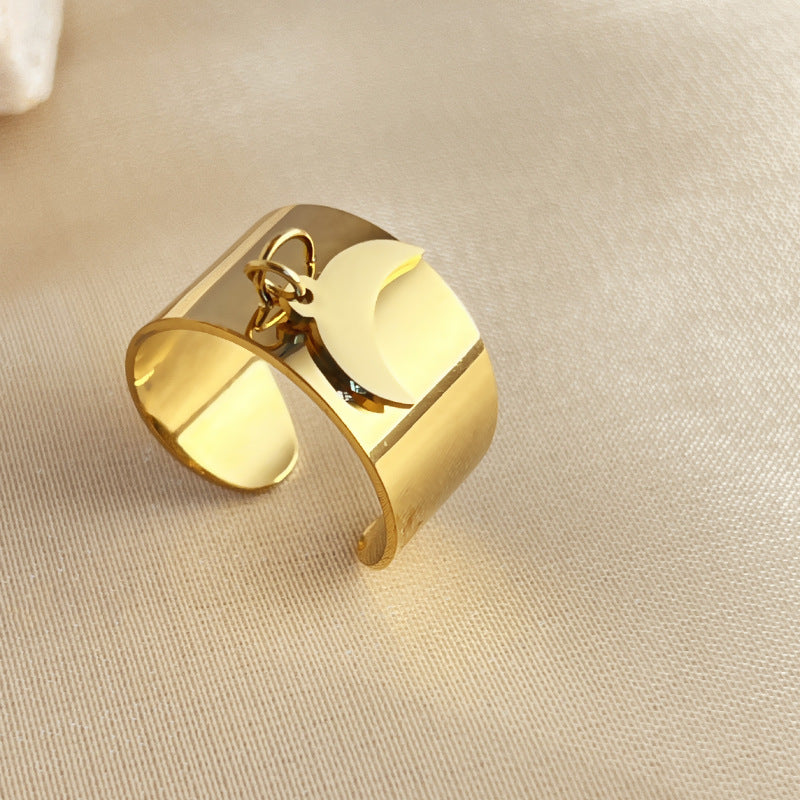 Unisex Open Heart Ring Stainless Steel Electroplated Vintage Design Elements Adjustable Opening Fashion Jewelry