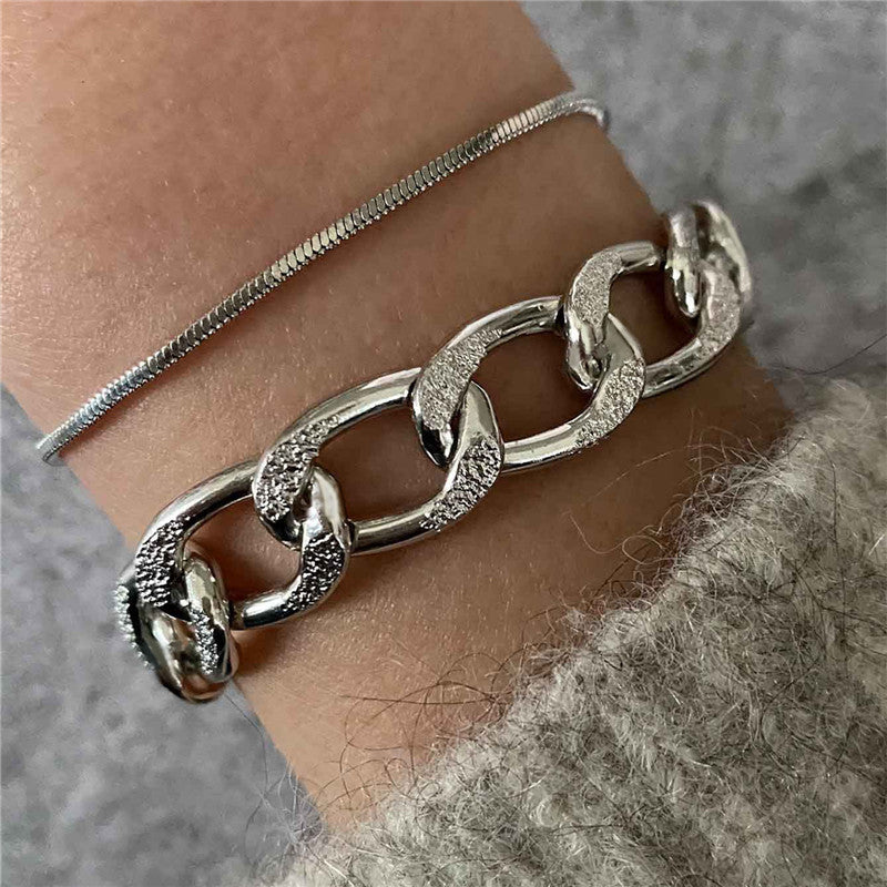 Women Bracelet Set Retro Irregular Pattern European Geometric Alloy Snake Chain Bangle for Women Elegant Gifts