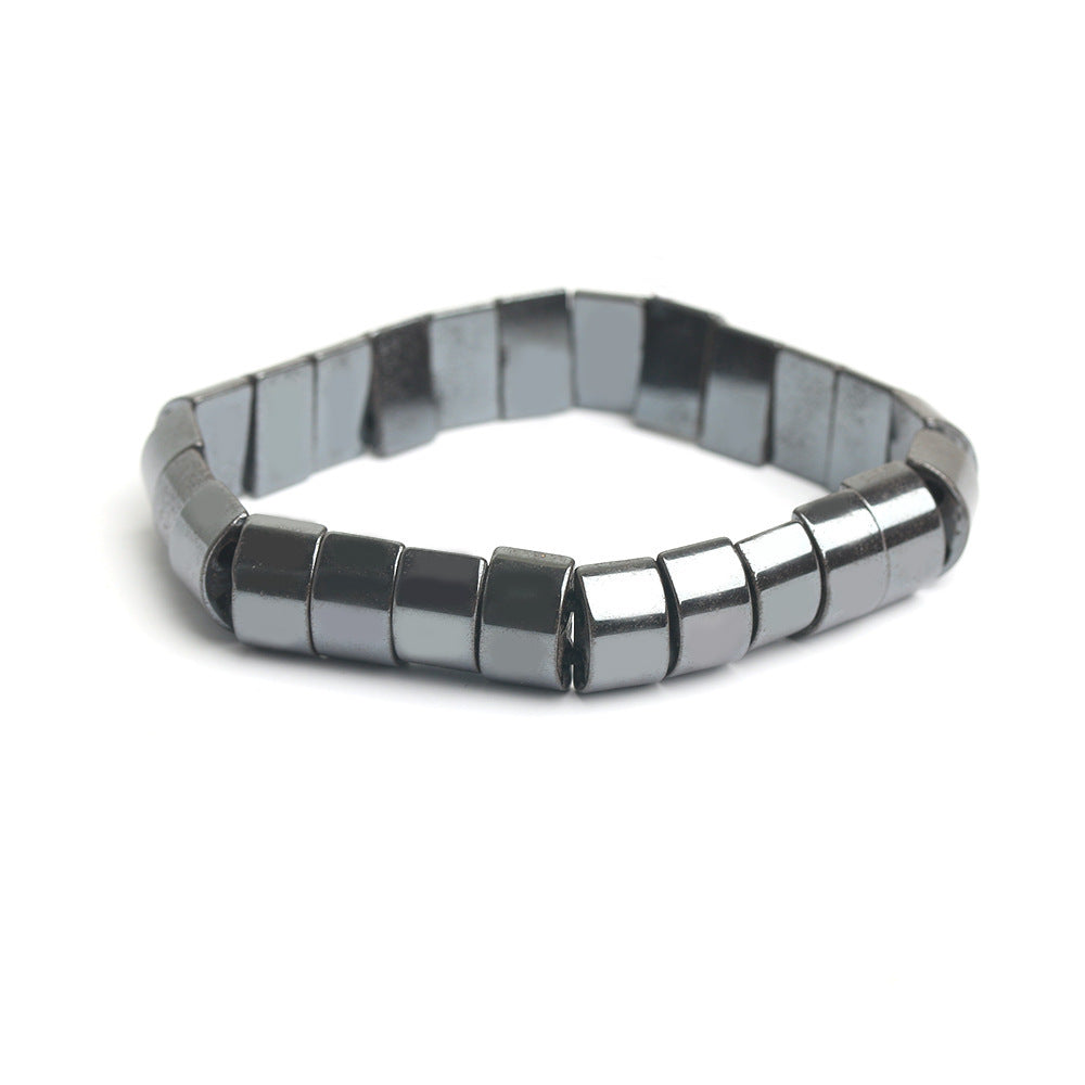 Geometric Hematite Bracelet For Men Black Stone Jewelry