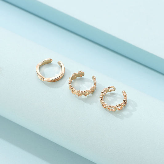 Gold Plated Geometric Rings For Women Fashion Jewelry Ring Set High Quality Trendy Elegant For Everyday Wear Gift