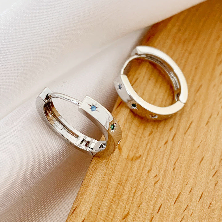 Womens Five Pointed Star Earrings Sweet Ear Jewelry Cool Ear Bone Ring High Sense Copper Earrings Fashion OL Earrings Pair of Earrings Gold Platinum