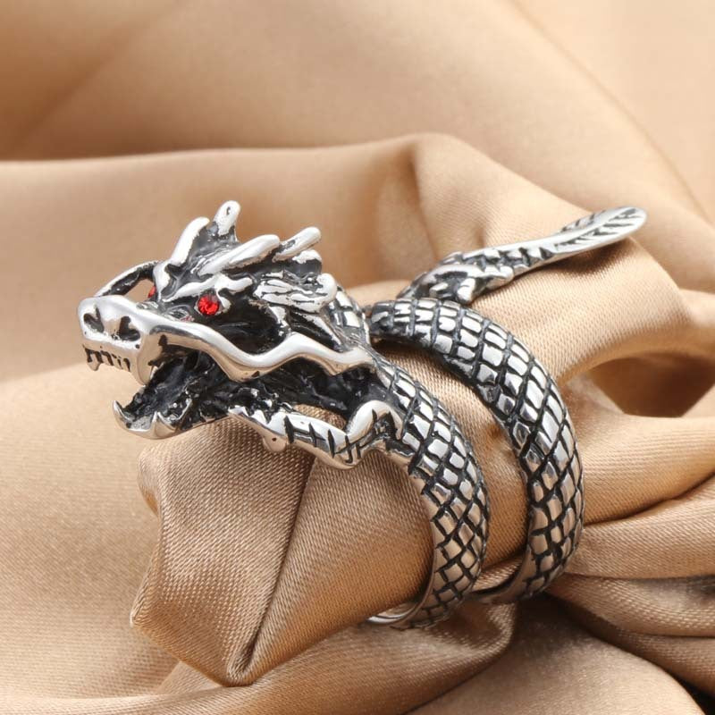 Unisex Dragon Ring Adjustable Opening Silver Animal Zodiac Ring Retro Electroplated Jewelry For Men And Women Fashion