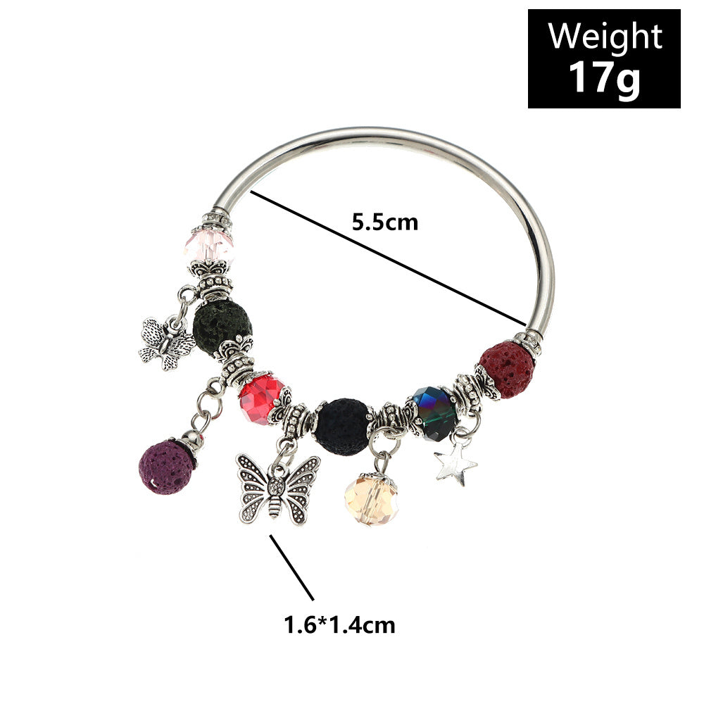 Womens Bracelet Set European Fashion Copper Iron Glass Beads With Volcanic Stone Accents Elegant For Women For