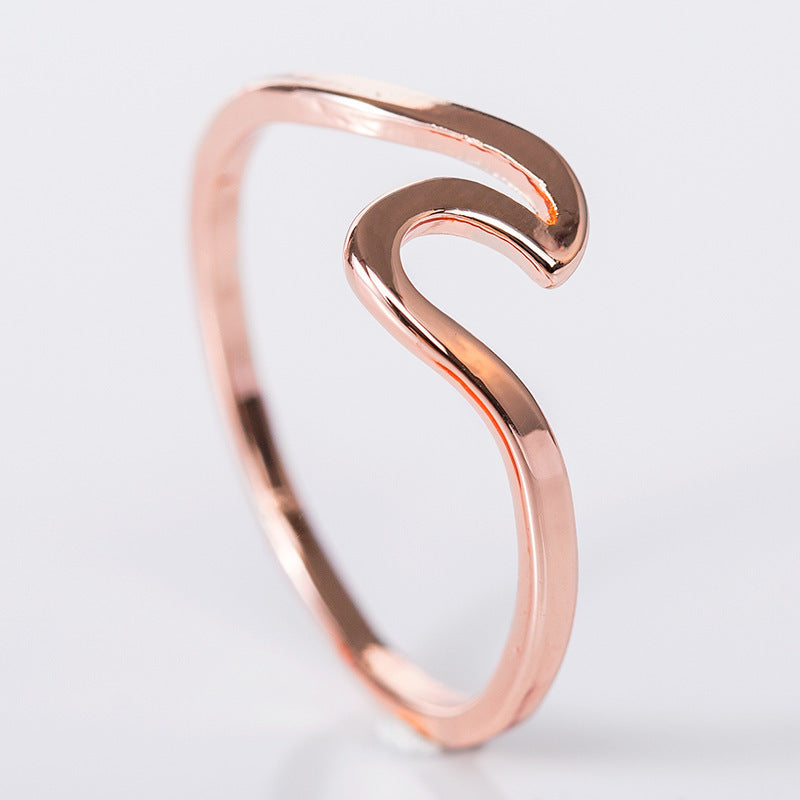 Womens Wave Ring Geometric Alloy Electroplated Finish Gold Silver Rose Gold Jewelry For Everyday Wearable Shine