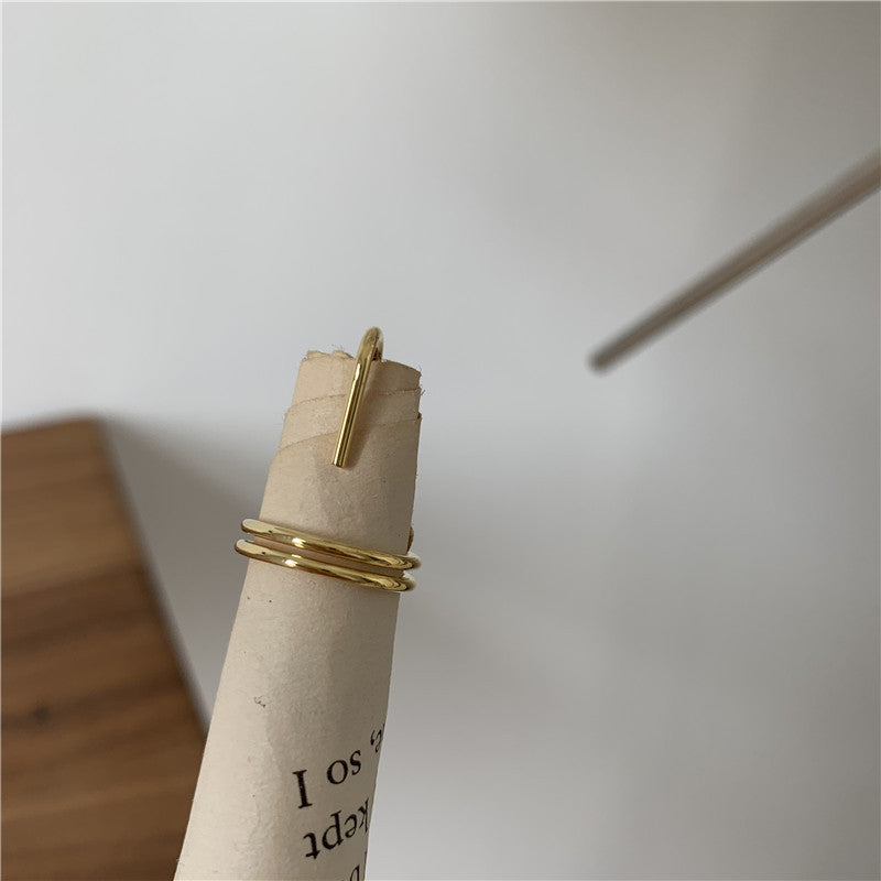 Unisex Geometric Alloy Rings Electroplated Metal Fashion Jewelry Single Ring And Double Ring Fingertip Cool Rings