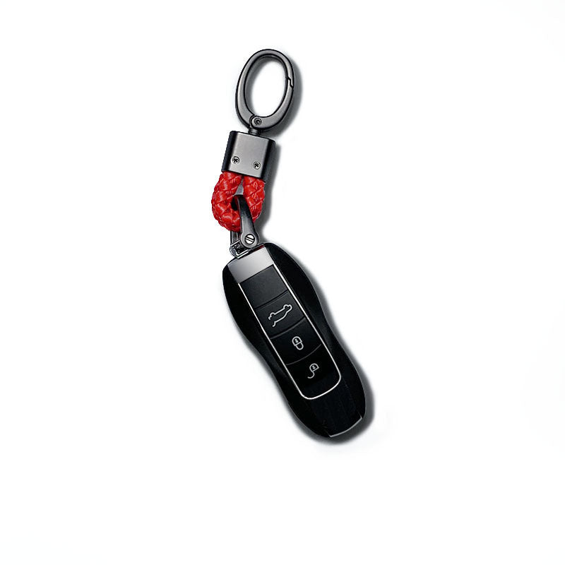 Mens Braided Rope Leather Keychain With Short Ring For Car Keys 8 Cm Length Durable Accessory Black Red Pink Gift