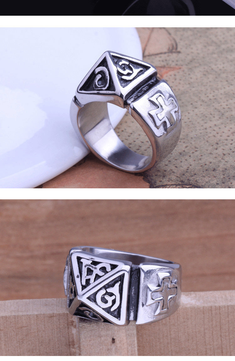 Mens Titanium Steel Ring Retro Electroplated Fashion Jewelry Ring For Men Statement Band Vintage Finish Luxury