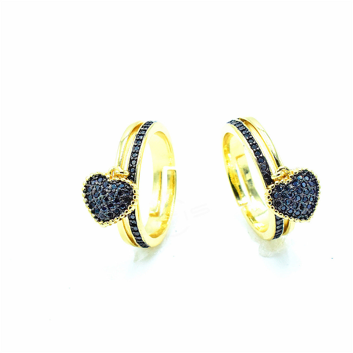 Heart-shaped Copper Micro-inlaid Zircon Ring
