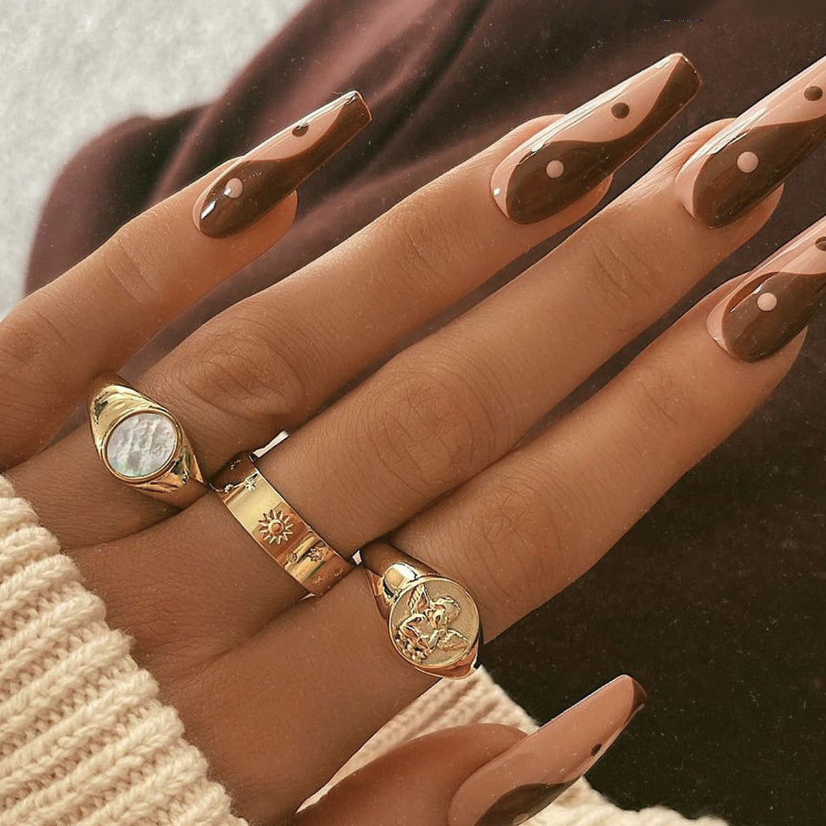 Womens Fashion Ring Set Electroplated Stackable Rings Zinc Alloy Irregular Design Gift Set Of Three Pieces Set