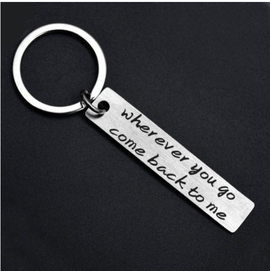 Couple Keychain Valentines Day Gift For Him Or Her Stainless Steel Keychain Anniversary Gifts Wherever You Go Come Back