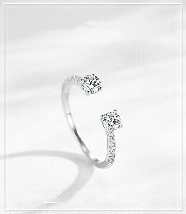 Sterling Silver Ring For Women White Gold Finish Geometric Quadrilateral Band Gift Case Included In Gift Pouch