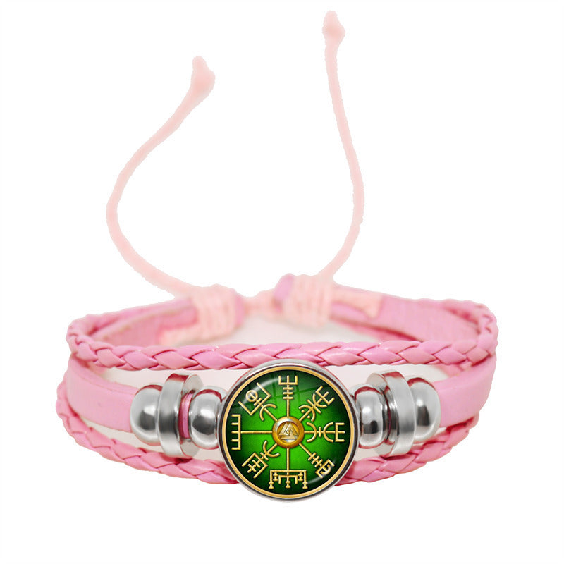 Unisex Leather Bracelet Retro Geometric Pattern Adjustable Woven Strap Wristbands Fashion Jewelry Everyday Use