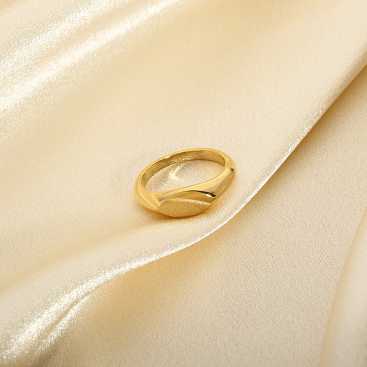 Womens Ring Gold Plated Stainless Steel Simple Trendy Light Luxury Geometric Ring for Her