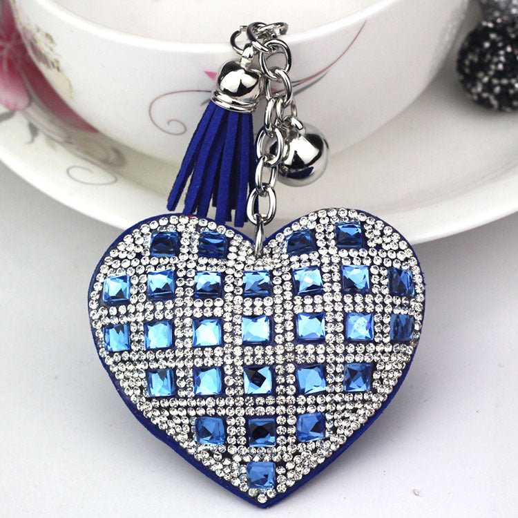 Pendant Keychain With Diamond Accent European Gift Korean Velvet Key Chain Blue Yellow Purple Pink Black Crystal