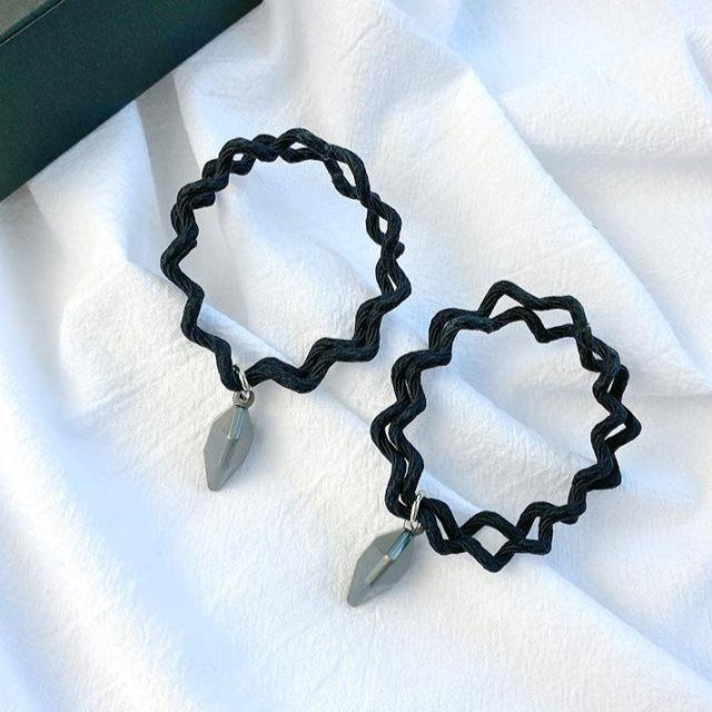 Couple Heart Shape Alloy Bracelets With Magnet Suction Rubber Band Wave Line Design Black Pink Gift Perfect Birthday Gift