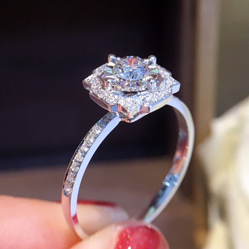 Square Package Womens Ring Microinlaid Zircon Geometric Style Wedding Jewelry Copper Ring For Everyday Refined