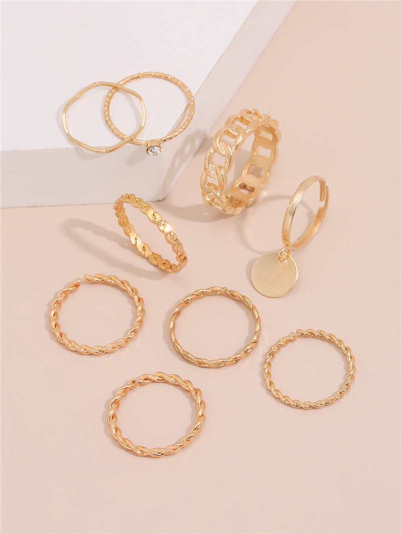 Vintage Geometry Ring Set Fashion Rings For Everyday Wear Zinc Alloy Rings AllmatchPersonalizedJewelry SetVintage Style