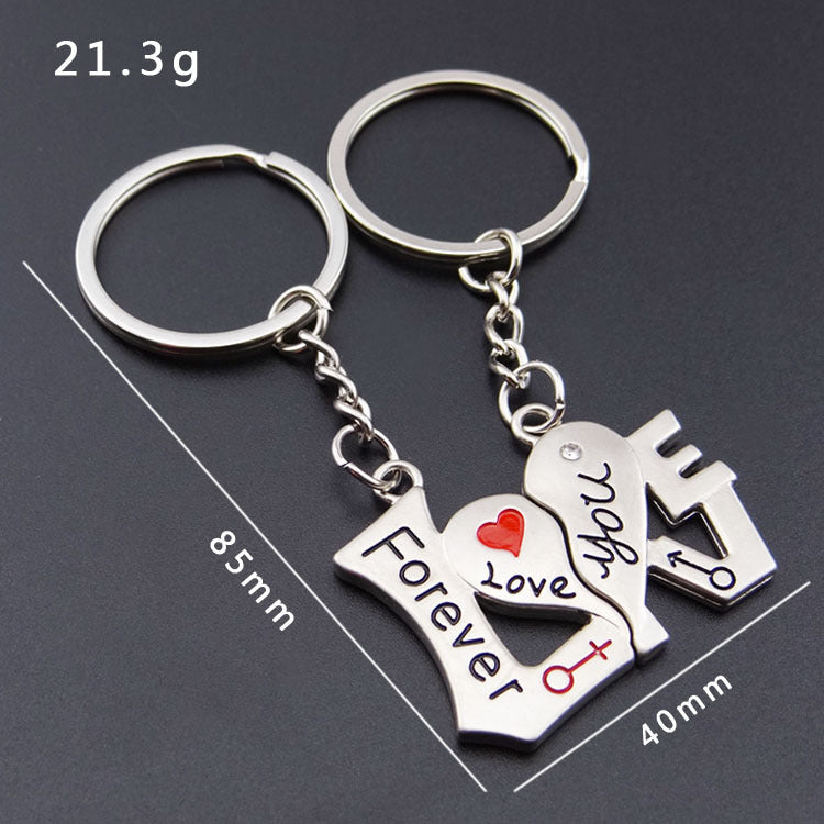 Couple Keychain Metal Key Pendant Silver Gift For Lovers Valentine Day Jewelry Accessory Ideal Gift For Couples