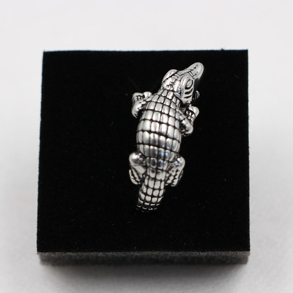 Mens Adjustable Star Ring Alloy Electroplated Metal Fashion Jewelry Crocodile Design Polish Inner Diameter 2cm