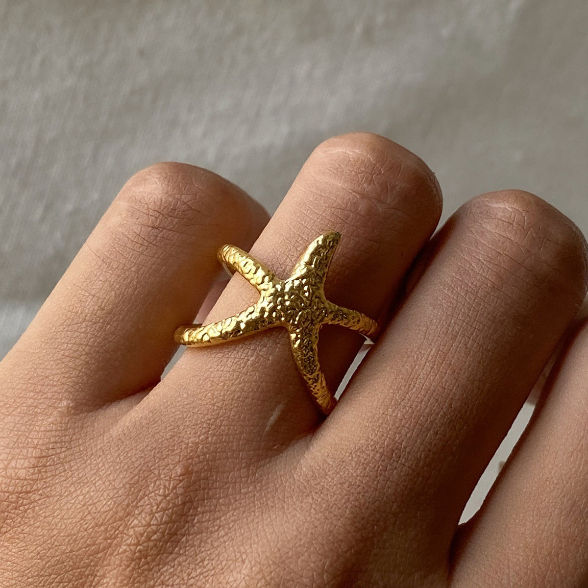 Stainless Steel Starfish Ring Geometric Design With Electroplating Finish For Everyday Wear Great Gift For You